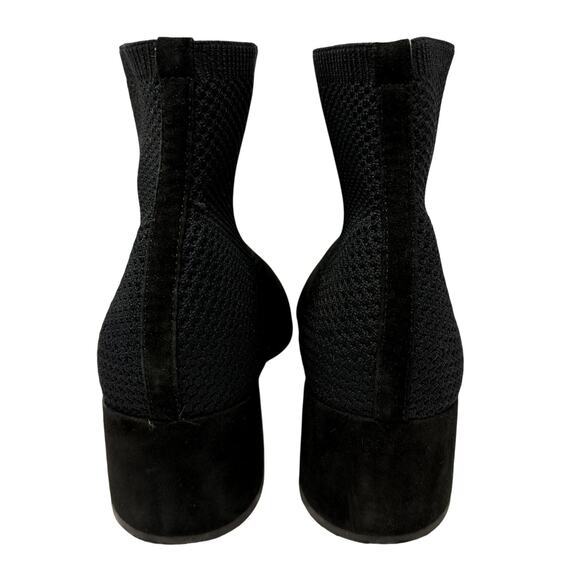 Eileen Fisher Black Knit Sock Booties Women’s 9.5 Heeled Ankle Boots Minimalist - Picture 4 of 10
